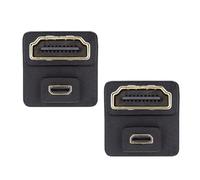 Cablecc 2 pièces/ensemble Micro HDMI 1.4 Type-D Mâle vers HDMI Femelle Port Saver Forme U Opposée Dos Angulaire Vers le Haut et le Bas 360 Degrés Adaptateur d’extension