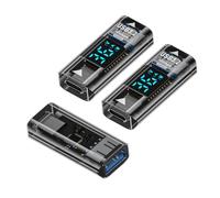 cablecc 3 pcs USB-C Type-C vers USB Type-A Smart LED Display Femelle vers Femelle Données Courant Tension Adaptateur de Surveillance Affichage Testeur Détecteur