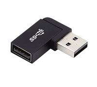 Cablecc Adaptateur USB 3.0 mâle vers femelle - Extension 10 Gbit/s - Alimentation et données vidéo - Adaptateur à 90 degrés - Type coudé à gauche