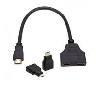 cablecc Câble adaptateur répartiteur HDMI vers double HDMI femelle Y avec adaptateur micro et mini HDMI