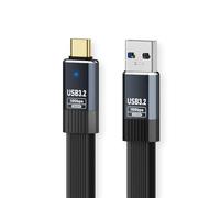 cablecc Câble d'alimentation de données plat FPC 5V3A USB 3.1 type A mâle vers USB-C mâle 10 Gbit/s pour ordinateur portable, téléphone, disque 100 cm