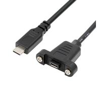 cablecc Câble d'alimentation micro USB 2.0 femelle 480 Mbps 5 broches avec trous de montage sur panneau vers USB-C mâle de type C connecteur 50 cm