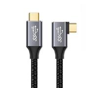 cablecc Câble de données vidéo 100 W USB-C USB 3.1 type C Gen2 mâle 100 W coudé à 90 degrés à gauche et à droite avec marqueur électronique 50 cm