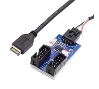 cablecc Câble d'en-tête de panneau avant USB 3.1 Type-E de mâle hôte vers carte mère USB 2.0 4 broches avec loquet 1 à 2 câbles de périphérique de concentrateur 9 broches