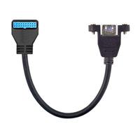 Cablecc Câble d'en-tête USB 3.0 à port unique femelle à vis vers le bas pour carte mère 20 broches 90 degrés