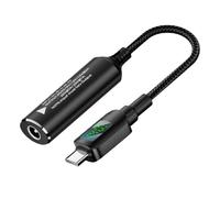 cablecc Câble d'entrée DC 5,5 x 2,5 mm vers sortie USB-C avec affichage LED intelligent et affichage de l'alimentation. Charge rapide PD 20 V/7 A pour ordinateurs portables, téléphones et tablettes.