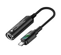 cablecc Câble d'entrée DC 7,9 x 5,4 mm vers sortie USB-C avec affichage LED intelligent et affichage de l'alimentation. Charge rapide PD 20 V/7 A pour ordinateurs portables, téléphones et tablettes.