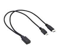 cablecc Câble d'extension de charge USB C vers USB 3.1 USB-C Type C et micro USB mâle 32 AWG Noir