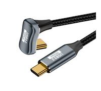 cablecc Câble d'extension de données USB 3.1 type C mâle vers mâle 10 Gbit/s 100 W en face de la forme de U coudé vers l'arrière avec manchon 200 cm