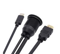 cablecc Câble d'extension de données USB-C USB 2.0 type C mâle vers femelle coudé à gauche et à droite avec manchon pour ordinateur portable (type C + HDMI)