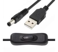 cablecc Câble d'extension d'interrupteur marche/arrêt USB 2.0 Type-A vers prise CC 5,5 x 2,1 mm avec bouton de commutation pour lampe de bureau, ventilateur, appareil photo CC 5 V