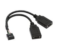 cablecc Câble d'extension USB 2.0 9 broches/10 Broches mâle vers Double Prise USB 3.1 pour Panneau Avant, Type A, Type E, 0,15 m