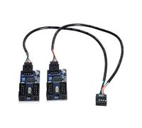 cablecc Câble d'extension USB 2.0 9 broches 1 vers 2/4 femelle - Adaptateur de port multilier