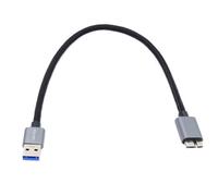 cablecc Câble d'extension USB 3.0 type A mâle vers micro 3.0 B mâle 5 Gbit/s pour disque SSD caméra données argent 30 cm