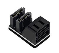 cablecc Câble Double SATA 7 Broches Femelle à Un Angle de 90 degrés 7 Broches Femelle Adaptateur Vertical Mince pour Ordinateur de Bureau SSD HDD Carte mère