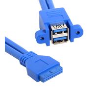 Cablecc Câble empilable USB 3.0 femelle vers carte mère à 20 broches double ports 50 cm