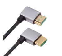 cablecc Câble HDMI 2.1 ultra fin HDTV câble 8K 4K hyper super flexible câble fin coudé gauche à angle droit 90 degrés type A pour ordinateur HDTV (50 cm)