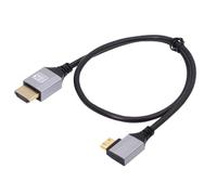 cablecc Câble HDTV ultra fin 8K 4K Mini HDMI 2.1 Cordon mince hyper super flexible Type-A vers Type-C coudé à gauche pour caméra HDTV 50 cm