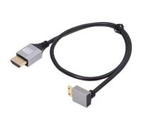 cablecc Câble HDTV ultra fin 8K 4K Mini HDMI 2.1 Cordon mince hyper super flexible Type-A vers Type-C coudé vers le bas pour caméra HDTV 50 cm