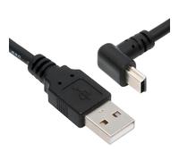 cablecc Câble mini USB, USB 2.0 mâle vers mini USB mâle 5 broches pour chargement, transfert de données, câble d'extension coudé à 90 degrés, 1,5 m pour caméra embarquée/GPS/microphone