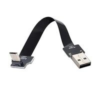 Cablecc Câble plat USB 2.0 type A mâle vers micro USB 5 broches pour FPV, disque et téléphone 20 cm