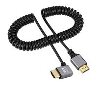 cablecc Câble spiralé extensible 4K 60 Hz mâle HDMI 2.0 vers HDMI mâle à angle droit de 90 degrés pour ordinateur portable, moniteur, HDTV ordinateur
