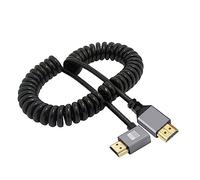cablecc Câble spiralé extensible 4K 60 Hz mâle HDMI 2.0 vers HDMI mâle coudé à 90 degrés à gauche pour ordinateur portable, moniteur, HDTV ordinateur