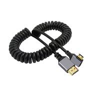 cablecc Câble spiralé extensible 4K 60Hz Mini HDMI 1.4 mâle vers mâle HDMI extensible coudé à gauche pour écran HDTV ordinateur portable