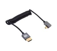 cablecc Câble spirale extensible 8 K 60 Hz Micro HDMI type D 2.1 mâle vers HDMI mâle à angle droit pour HDTV, ordinateur, ordinateur portable, moniteur 100 cm