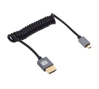 cablecc Câble spiralé extensible 8 K 60 Hz Micro HDMI type D 2.1 vers HDMI mâle pour HDTV, ordinateur, ordinateur portable, moniteur, 100 cm