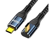 cablecc Câble USB-C 240W 480Mbps 48V 5A Type-C Compatible avec USB2.0 100W Charge Profil Bas Coudé à 90 Degrés pour Tablette Ordinateur Portable 100cm