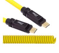Cablecc Câble USB-C USB4 à spirale extensible 20 Gbit/s 140 W pour clavier de jeu, souris, connecteur Type-C vers connecteur, câble d'alimentation et de données, 180 cm, Jaune