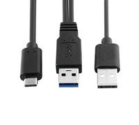 Cablecc - Câble USB Type-C vers USB 3.0 mâle et USB 2.0 - Câble Y de données et d'alimentation double pour ordinateur portable et disque dur