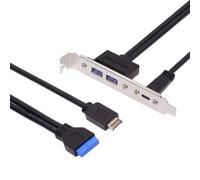 cablecc Carte mère interne 19 broches et Type-E vers ports doubles 5 Gbit/s (USB-C + USB 3.0) Support PCIe pour panneau d'E/S arrière du boîtier PC