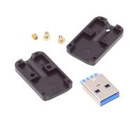 cablecc Connecteur à souder 5 Gbit/s OEM USB 3.0 de type A mâle avec coque en alliage d'aluminium noir personnalisation pour câble de 6 mm