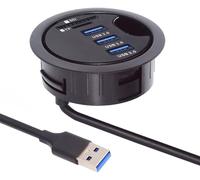 Cablecc Hub 3 ports USB 3.0 SD TF USB Splitter 60 mm Bureau ?illet Station d'accueil Lecteur de carte Micro-SD pour ordinateur de bureau (SD TF USB 3.0)
