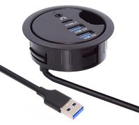 Cablecc Hub USB 3.0 à 2 ports USB 3.0-Répartiteur USB USB-C-60 mm-?illet de bureau-Station d'accueil-Microphone-Interface audio pour ordinateur de bureau (USB 3.0 + 3,5 mm + Type-C)