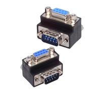 cablecc Lot de 2 adaptateurs d'extension 9 broches RS232 D-Sub mâle vers le haut et vers le bas coudé à 90 degrés vers écrou femelle