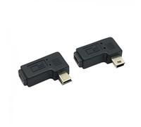 cablecc Lot de 2 adaptateurs d'extension mini USB 5 broches mâle vers femelle coudé à 90 degrés à gauche et à droite