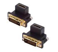 cablecc Lot de 2 adaptateurs DVI mâle vers HDMI femelle 4K coudé à 90 degrés pour carte graphique HDTV d'ordinateur