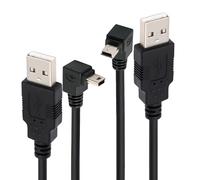 cablecc Lot de 2 câbles d'alimentation 5 broches mini USB type B mâle vers le bas et vers le haut coudé à 90 degrés vers USB 2.0 mâle 50 cm