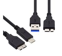 cablecc Lot de 2 câbles USB 3.1 USB-C type C vers Micro 3.0 et USB 3.0 type A mâle vers Micro 3.0 B mâle disque SSD câble de données 15 cm