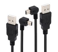 cablecc Lot de 2 mini câbles USB type B mâle coudé à 90 degrés vers USB 2.0 mâle 50 cm