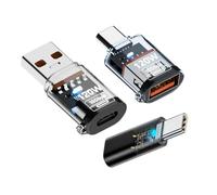 cablecc Lot de 3 adaptateurs LED intelligents USB-C Type-C vers 10 Gbit/s 40 Gbit/s USB3.2 Type-A OTG 120 W 240 W Données Charge rapide Testeur Détecteur