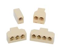 cablecc Lot de 4 adaptateurs répartiteurs téléphoniques 6P4C RJ11 RJ12 (1 en 2 sorties, 1 à 3 1 à 4 voies) sans câble
