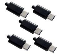 cablecc Lot de 5 connecteurs USB 3.1 Type C mâle avec boîtier Noir