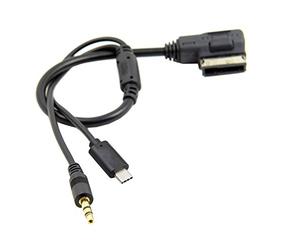 Cablecc Media In AMI MDI vers stéréo 3,5 mm audio et câble adaptateur auxiliaire USB-C pour voiture 2014 A4 A6 Q5 Q7