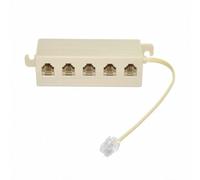 Cablecc - Module jack 6P4C RJ11 RJ12 - Adaptateur 1 entrée et 5 sorties - Séparateur de ligne téléphonique - Coloris beige