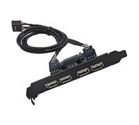 Cablecc Quatre ports USB 2.0 femelles pour panneau de montage interne vers câble de carte mère Baffle à 9 broches avec alimentation SATA supplémentaire et support de 12 cm