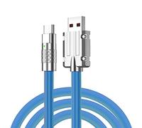 cablecc Type A USB-A to USB-C Liquid Silicone Ultra Soft 120W Power USB2.0 Data Blue Cable Fast Charge for Laptop Tablet Phone 200CM